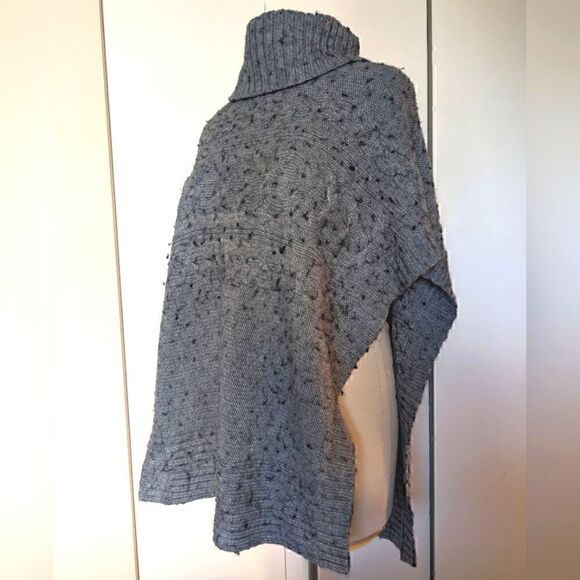 Long Tall Sally S Bobble Cable Knit Button Side Turtleneck Poncho - Picture 10 of 13